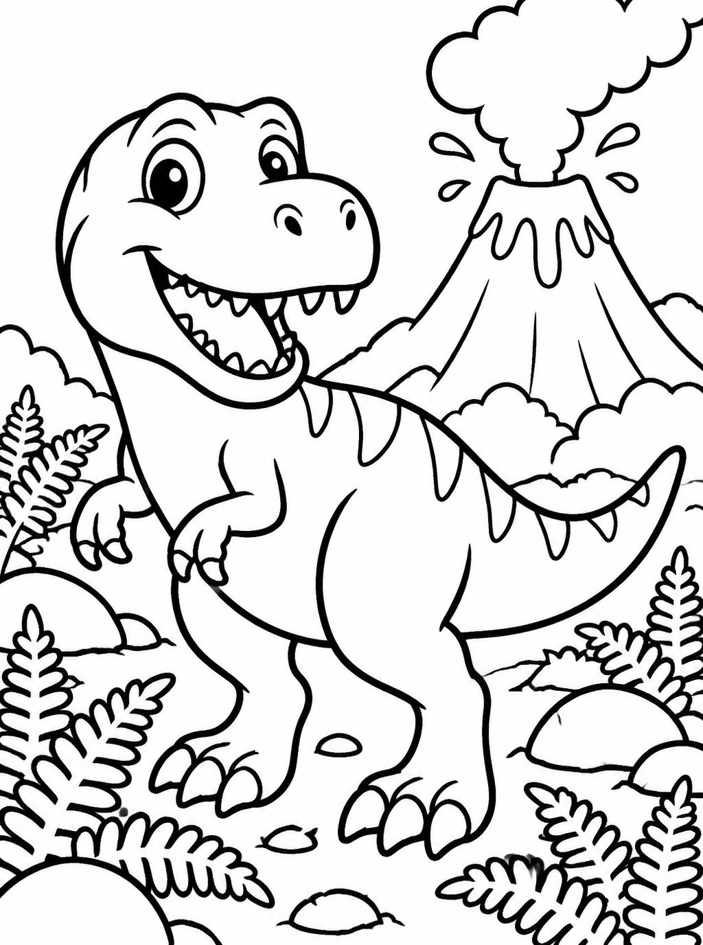 Ausmalbilder: Freundlicher T-Rex