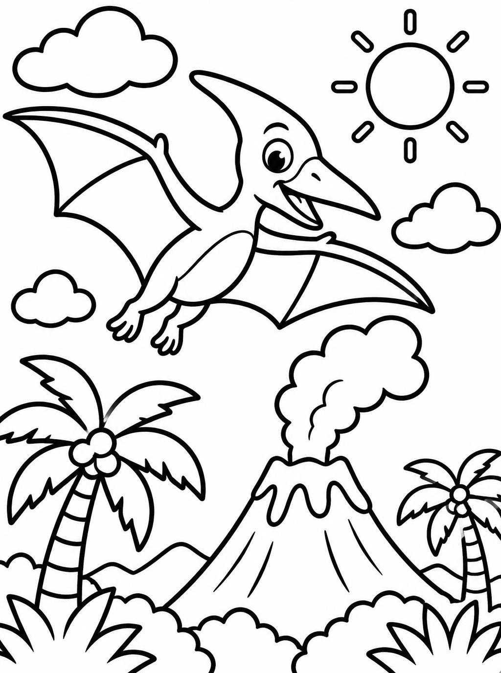 Ausmalbilder: Fliegender Pterodaktel