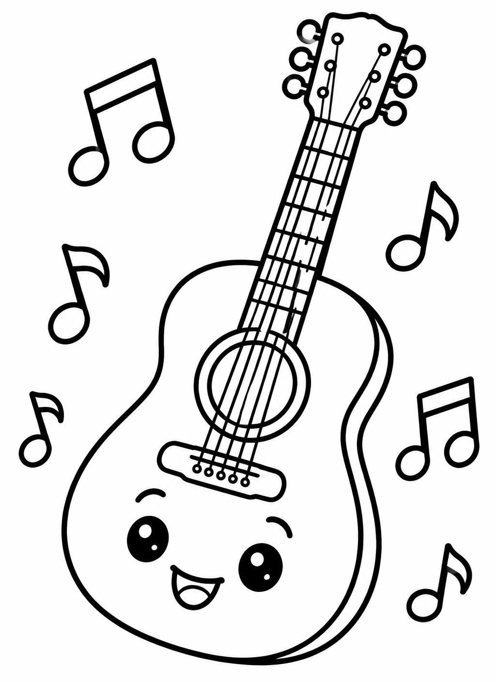 Ausmalbilder: Fröhliche Gitarre