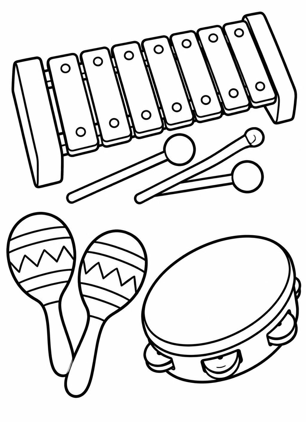 Ausmalbilder: Rhythmusinstrumente