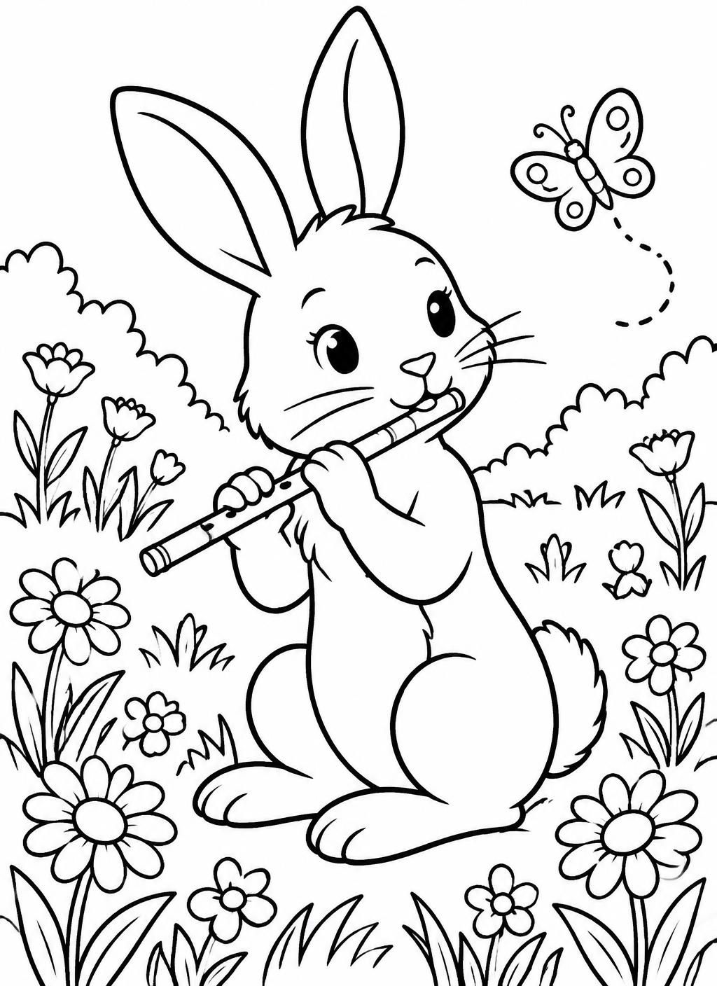 Ausmalbilder: Flöten-Hase