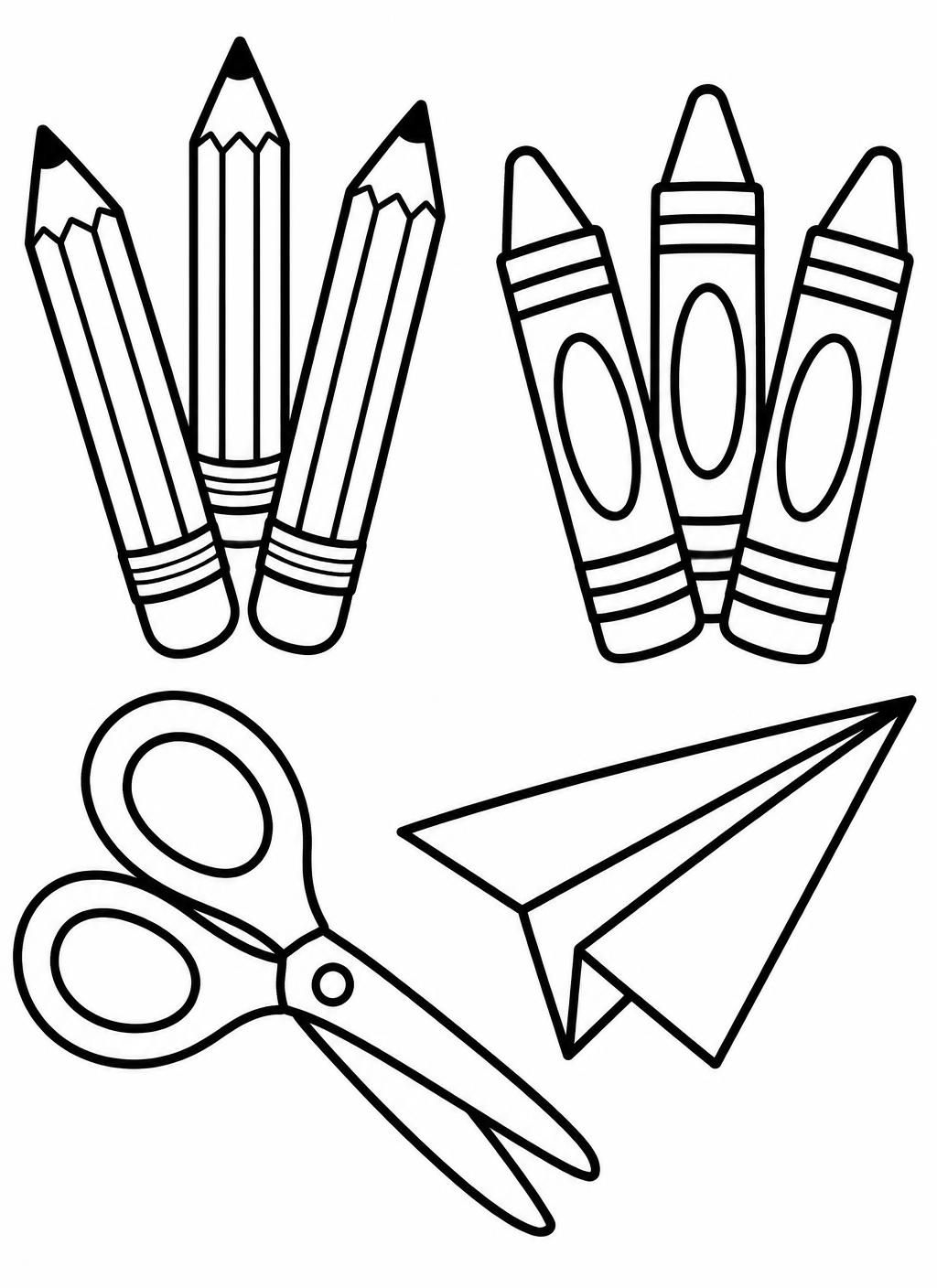 Ausmalbilder: Stifte und Schere
