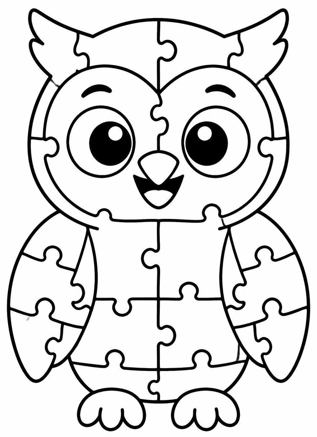 Ausmalbilder: Puzzle-Eule