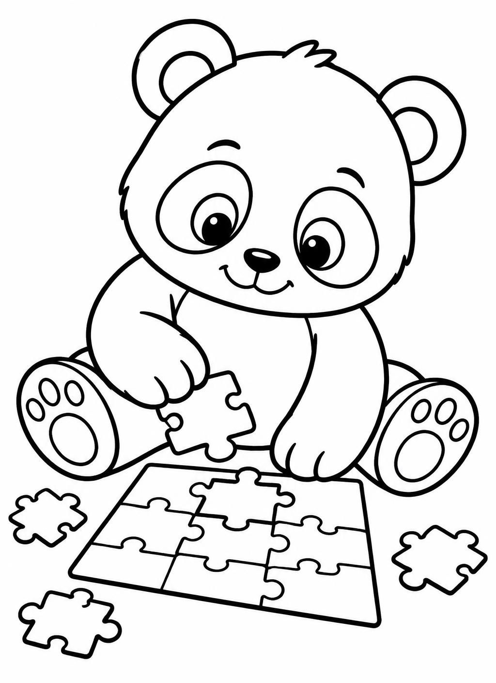 Ausmalbilder: Panda-Puzzle