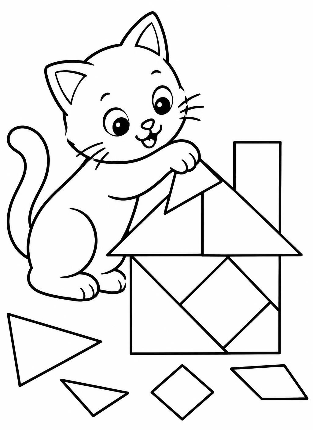 Ausmalbilder: Tangram-Katze
