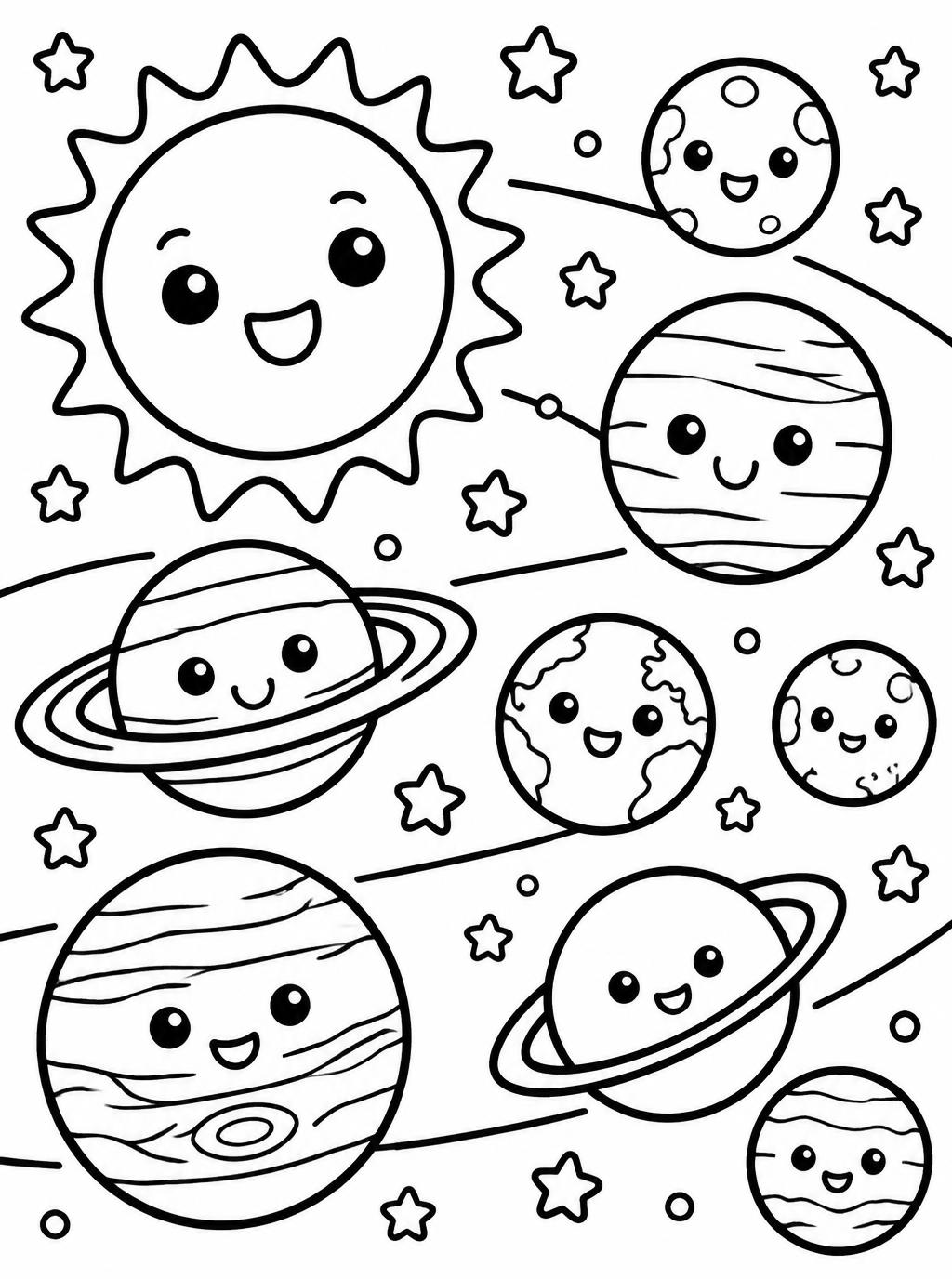 Ausmalbilder: Fröhliche Planeten