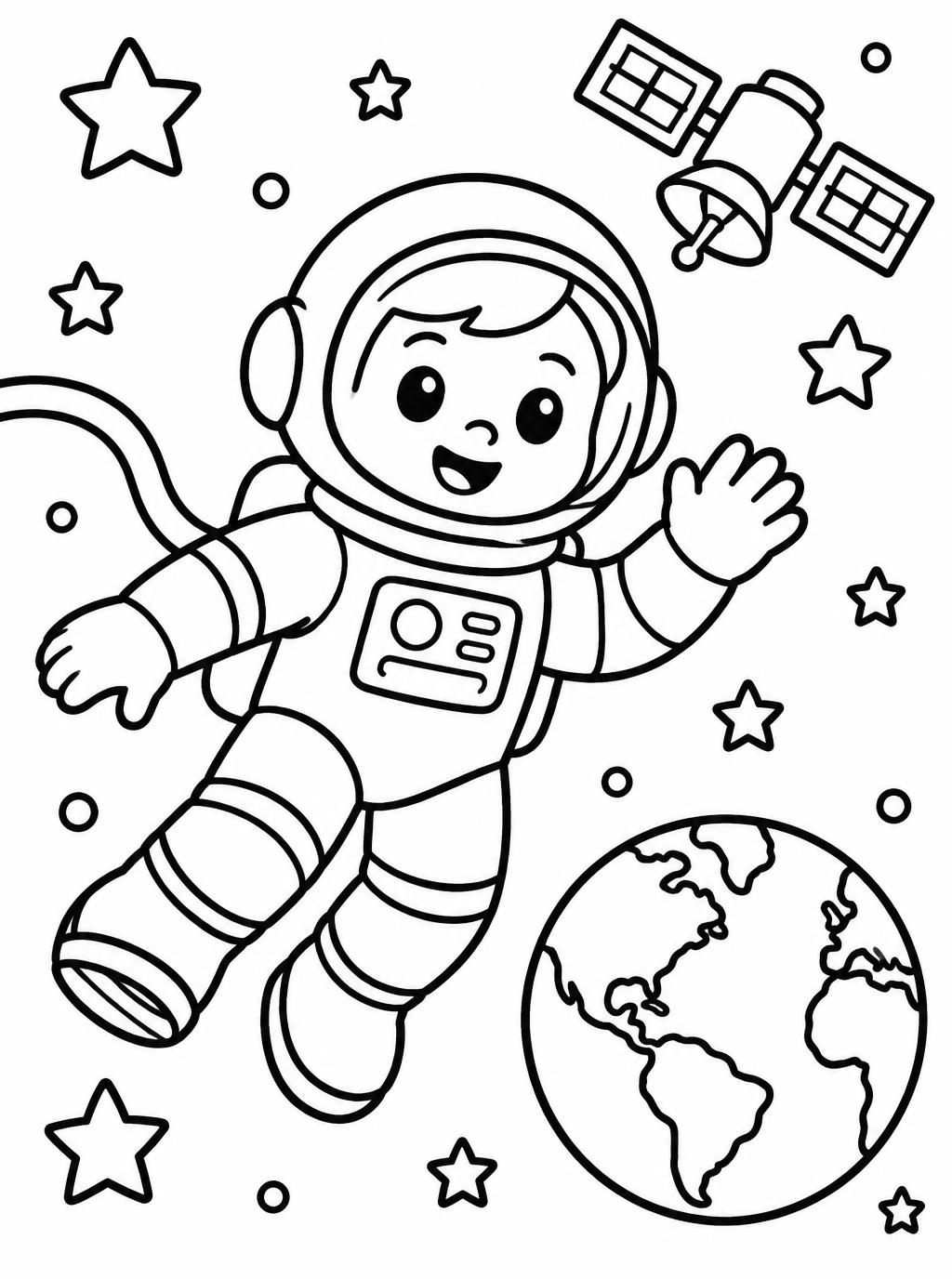 Ausmalbilder: Astronaut im Weltall