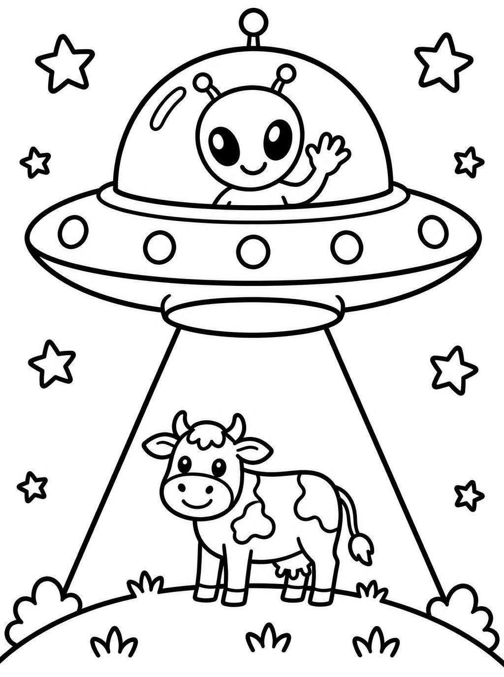 Ausmalbilder: Freundliches UFO