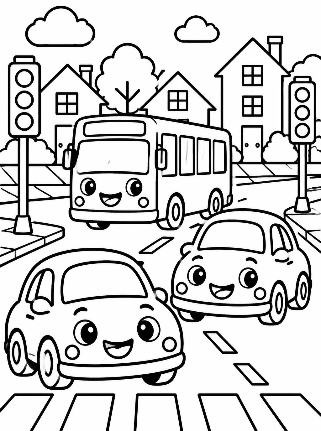 Ausmalbilder: Stadtautos